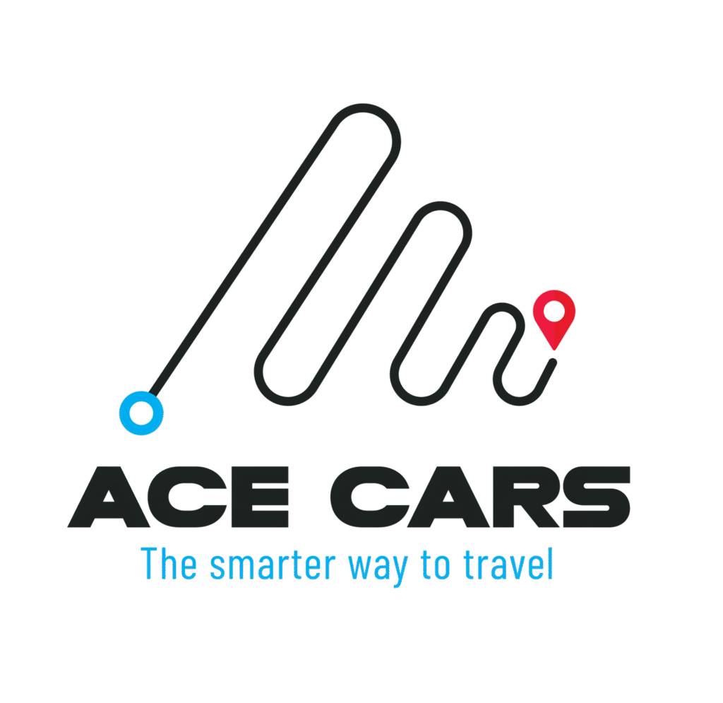 ACE Cars company logo with route line icon and tagline The smarter way to travel.