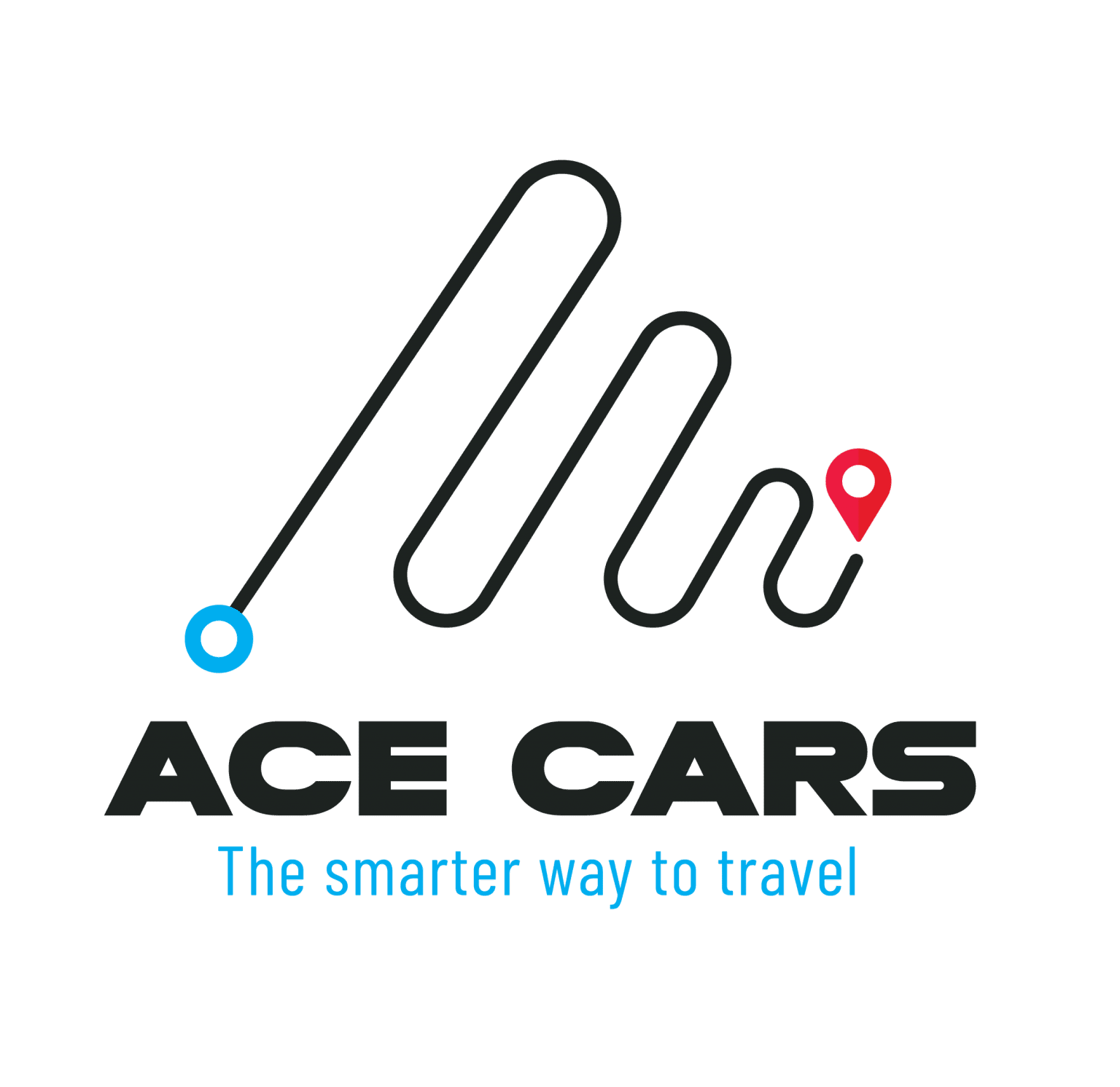 ACE Cars company logo with route line icon and tagline The smarter way to travel.